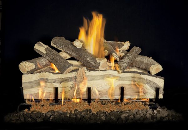 outdoor gas burning fireplace logs
