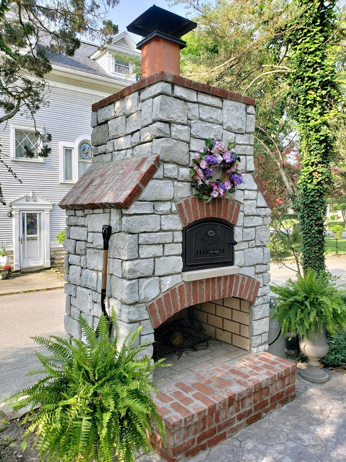 brick oven and fireplace