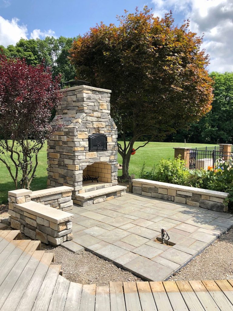 small outdoor brick fireplace